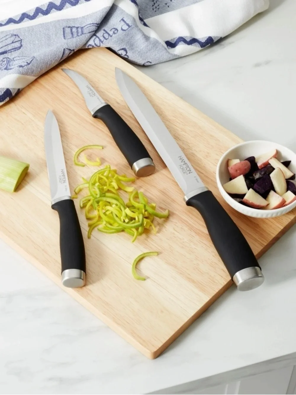 Hampton Forge 15 Piece Knife Block Set Stainless Steel Kitchen Cutlery